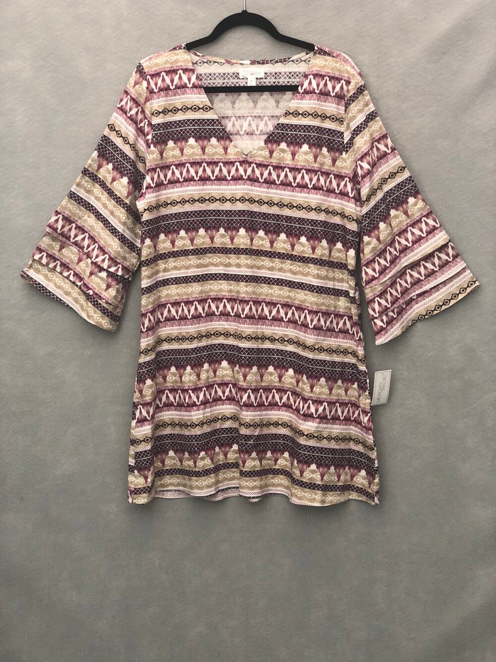 Morgan Taylor Shift Dress V-Neck Multi Print Women's XL NEW